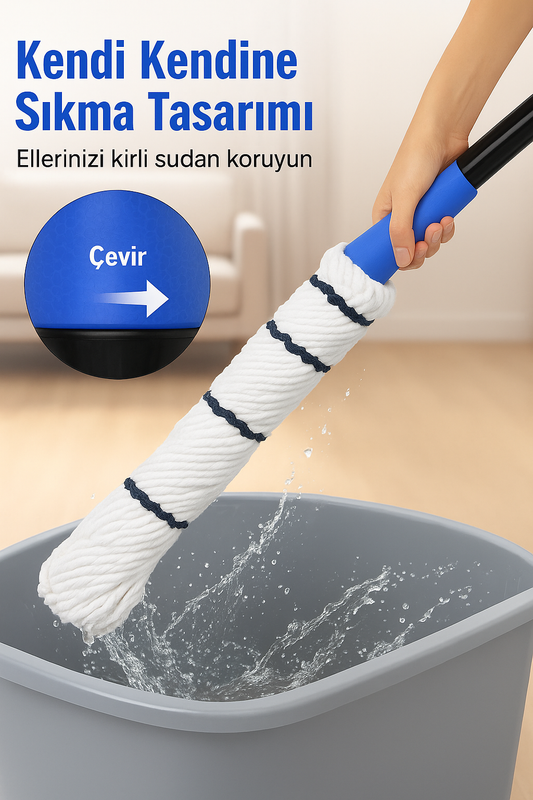 Kendinden Sıkmalı Paspas Mop 🧹💧 – Elleriniz Islanmadan, Zahmetsiz Temizlik!